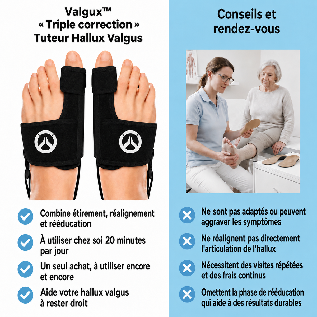 Valgux™ Attelle | Correcteur d'hallux valgus (oignon du pied)