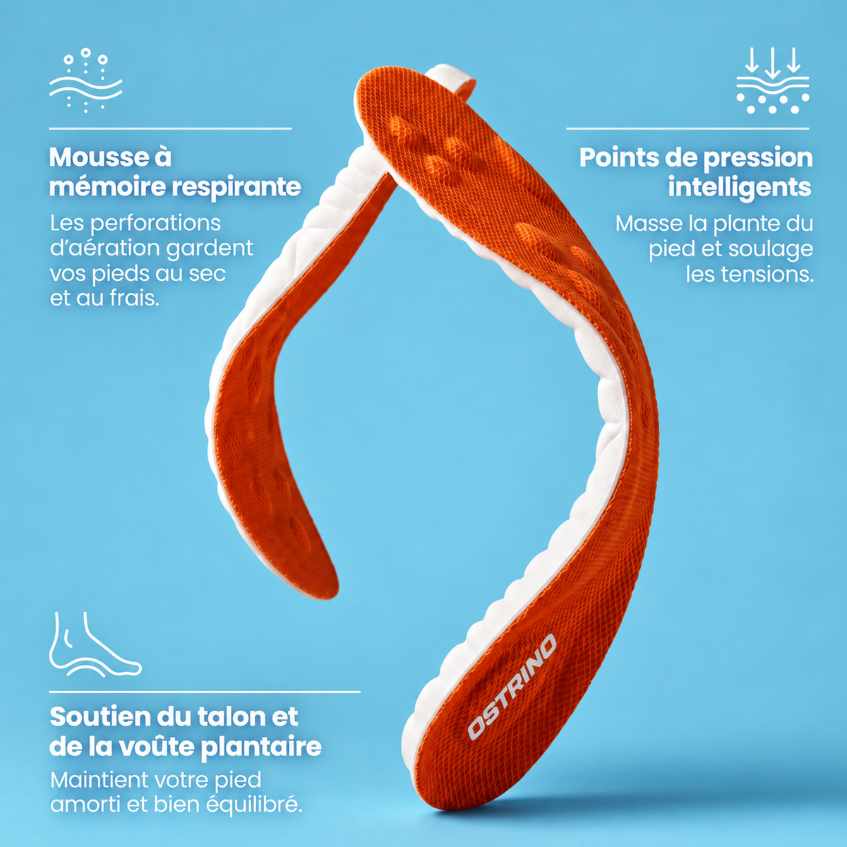 Ostrino® - Semelles de massage – Soulage l'épine calcanéenne et la fasciite plantaire